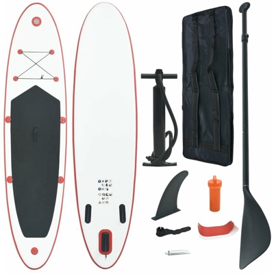 Set Tavola da SUP e Surf Gonfiabile Rosso e Bianco - Rosso - Vidaxl