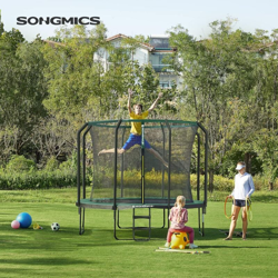 Songmics - Trampolino da 366 cm, Trampolino da Giardino Rotondo con Rete di Sicurezza Interna, Scala, Pali Imbottiti, per Bambini e Adulti, Nero e precio