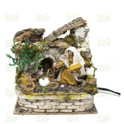 Pastore per Presepe in Movimento 20 cm x 14 cm Donna con Galline 46500 en oferta