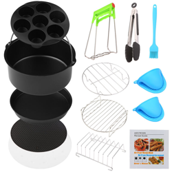 Asupermall - 13Pcs Accessori per griglia per barbecue Set di strumenti per friggitrice Strumenti per grigliare in acciaio inossidabile Tappetini per en oferta