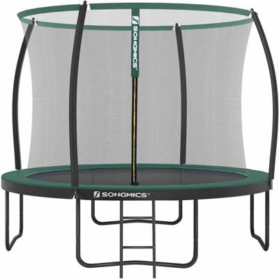 Songmics - Trampolino, Tappeto Elastico da 305 cm (10 piedi) per Giardino con Scaletta, Rete di Sicurezza, Pali ad Arco Ricoperti, Test di Sicurezza