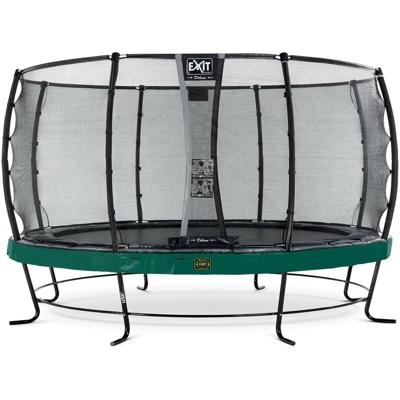 Exit - SOLO TRAMPOLINO Tappeto elastico da giardino rotondo 427cm con rete di sicurezza Deluxe - verde. Con telaio molto stabile. Un trampolino