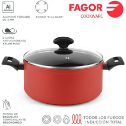 Maxima pentola + coperchio ø24cm rosso alluminio 3004 fagor en oferta