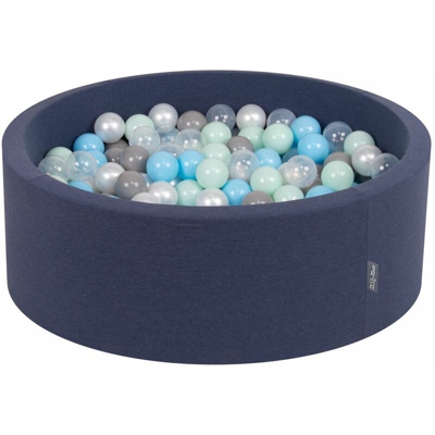 90X30cm/300 Palline ? 7CM Piscina Di Palline Colorate Per Bambini Tondo Fabbricato In EU, Blu Sc:Perla/Grigio/Trasparente/Azzurro/Menta - blu