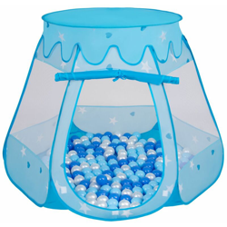 Selonis Tenda 105X90cm/600 Palline Castello Con Palline Colorate Per Bambini, Blu:Azzurro/Blu/Perla - blu:azzurro/blu/perla en oferta