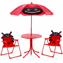 Sedie Tavolo Ombrellone Pieghevole da Giardino per Bambini con Design da Coccinella Ideale per i Bambini Colore: Nero con Rosso en oferta