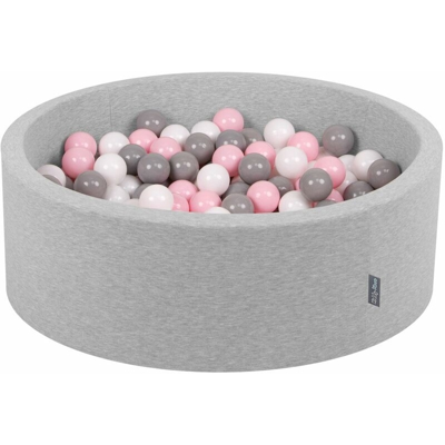 90X30cm/300 Palline ? 7CM Piscina Di Palline Colorate Per Bambini Tondo Fabbricato In EU, Grigio Ch:Bianco/Grigio/Rosa Ch - grigio