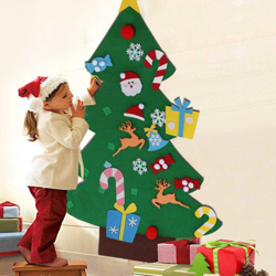 Albero di Natale per Bambini in Feltro da Parete con 26 Addobbi Natalizi 110cm precio