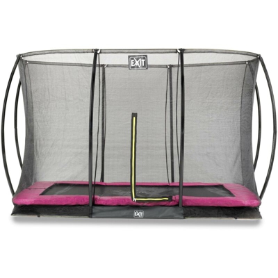 Exit - SOLO TRAMPOLINO Tappeto elastico da giardino interrato rettangolare 244x366cm con rete di sicurezza - rosa. Sicurezza e qualità