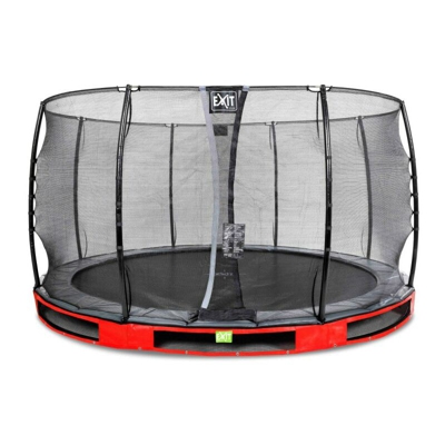 Exit - SOLO TRAMPOLINO Tappeto elastico interrato rotondo 366cm - rosso. Con rete di sicurezza a chiusura automatica e bordo protettivo robusto e