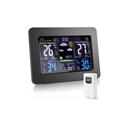 YISUN Stazione Meteo Digitale a Colori Display Stazione Meteo con Sensore Esterno, Temperatura Monitor UmiditÃ Sveglia, Sveglia, Fasi Lunari, en oferta