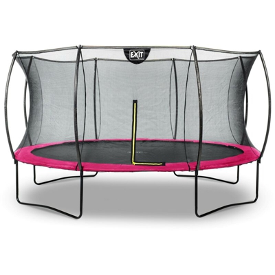 SOLO TRAMPOLINO Tappeto elastico da giardino rotondo 427cm con rete di sicurezza con pali curvi - rosa. Sicurezza ottimale e qualità