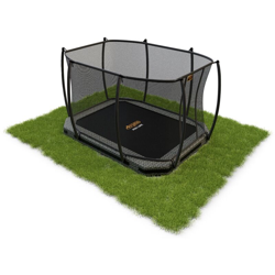 SOLO TRAMPOLINO Tappeto elastico interrato rettangolare 305x225cm con rete di sicurezza - camouflage. Approvato per uso pubblico. Garanzia a vita sul en oferta