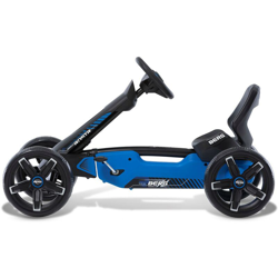 SOLO Go-kart a pedali con volante e sedile regolabili - blu/nero. Sicuro e stabile. Quattro solidi pneumatici EVA che non si sgonfiano. Per bambini en oferta