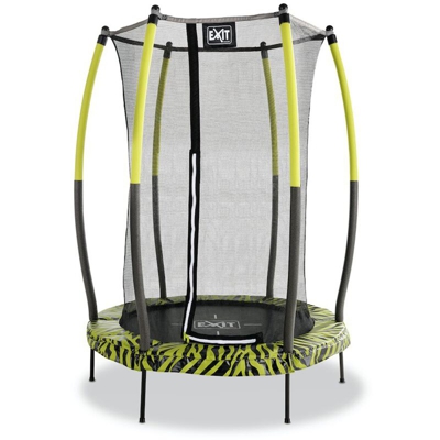 SOLO TRAMPOLINO Tappeto elastico Junior rotondo 140cm con rete di sicurezza - nero/verde. Per uso esterno e interno