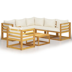 vidaXL Set Divani da Giardino 7 pz con Cuscini Crema Massello Acacia - crema características