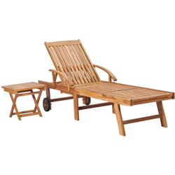 Lettino Prendisole con Tavolo in Legno Massello di Teak en oferta