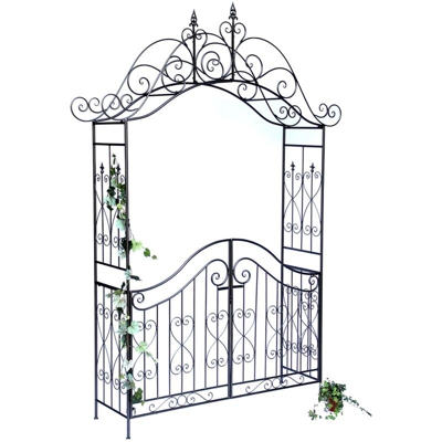 Arco di Rose con Porta Pforte 131872 in Metallo Cancello da Giardino 282x160cm Arrampicata-Robusta