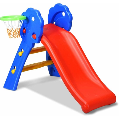 Scivolo con Canestro da Basket per Bambini Multicolori 108x71,5 x68 cm