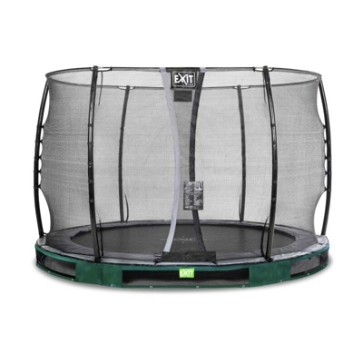 SOLO TRAMPOLINO Tappeto elastico interrato rotondo 305cm - verde. Con rete di sicurezza a chiusura automatica e bordo protettivo robusto e extra