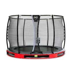 SOLO TRAMPOLINO Tappeto elastico da giardino interrato rotondo 305cm - rosso. Con rete di sicurezza Deluxe e bordo protettivo extra sicuro. Qualità e precio