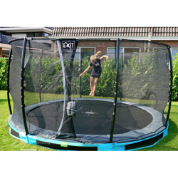 SOLO TRAMPOLINO Tappeto elastico interrato rotondo 305cm - azzurro. Con rete di sicurezza a chiusura automatica e bordo protettivo robusto e extra en oferta