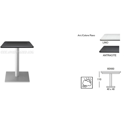 Tavolo da bar Dodo 60x60 cm + base 40x40 h 110 cm antracite