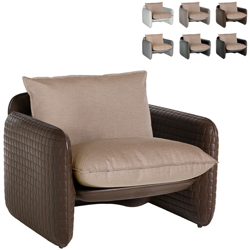 Poltrona lounge design moderno Slide Mara trama cuoio interno esterno | Colore: Marrone precio