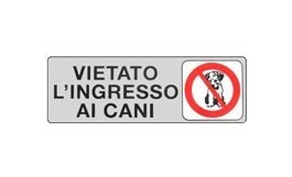 ETICHETTA VIETATO INGRESSO AI CANI 15x 5 ADESIVA