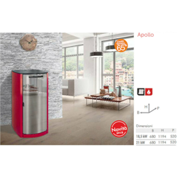 Stufa a pellet Fetm Apollo Idro Glass 18,5 kw rossa precio