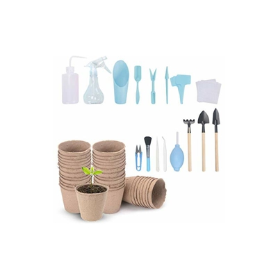 NOE - Set di 41 mini attrezzi per piante grasse, mini set di attrezzi da giardino con paletta + paletta + rastrello per fiori ecc.