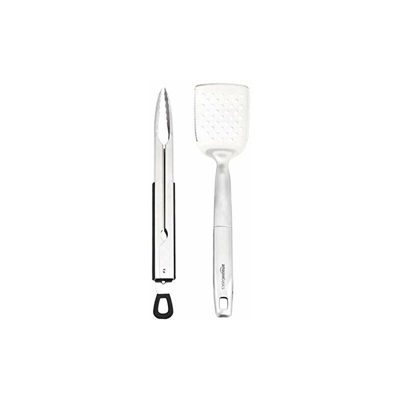 Set di strumenti per barbecue di Amazon Basics, 2 pezzi, con spatola e pinze