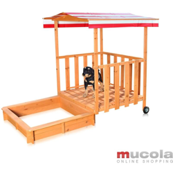 Sandbox Playhouse con veranda gioco Sandbox Legno con coperchio del tetto NUOVO precio