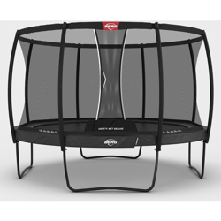 SOLO TRAMPOLINO Tappeto elastico da giardino rotondo 380cm - grigio Deluxe. Rete con pali curvi per maggiore sicurezza. Salti fluidi grazie alle precio