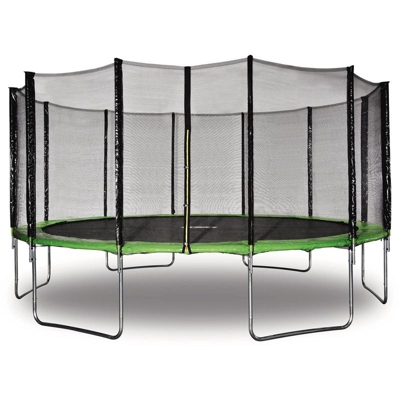 Trampolino Yoopi - Ø 4,90 m - Verde - Con rete + scala + copertura + kit di ancoraggio