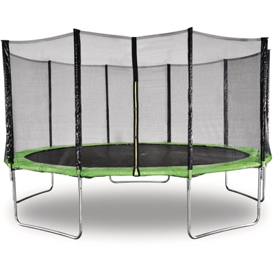 Trampolino Yoopi - Ø 4,60 m - Verde - Con rete + scala + copertura + kit di ancoraggio