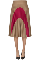 Pleated color block midi skirt características