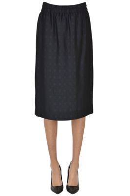 Printed viscose-blend skirt