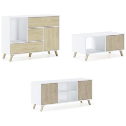 Wind Set, Sala Da Pranzo, Mobili Ausiliari, Colore Struttura Bianco E Colore Ante E Cassetti Puccini - Buffet - Mobile Tv - Tavolo Centrale en oferta