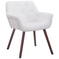 Sedia Poltroncina Cassidy con Fodera in Similpelle - Sedia Ospite rétro, Gambe in Legno - Sedia Poltroncina Sala Attesa Imbottita e con Braccioli Bianco Telaioo: Noce (Rovere) en oferta