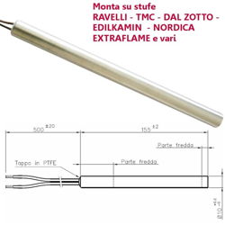 Resistenza Candeletta Stufa a Pellet 10mm 300W 155mm EXTRAFLAME DAL ZOTTO TMC ravelli características