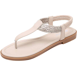 GAXmi Sandali donna eleganti gioiello strass scarpe piatte spiaggia beige 37 EU características