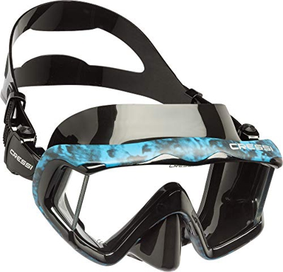 Cressi Liberty 3, Maschera a 3 Vetri per Immersioni, Apnea e Snorkeling Unisex Adulto, Blu/Camo, Unica