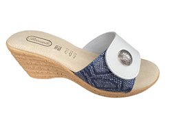 VANESSA CIABATTA DONNA IN PELLE CON VELCRO REGOLABILE SOTTOPIEDE PELLE MEMORY ZEPPA 6 CM COMODA LEGGERA MADE IN ITALY ARTICOLO 03 (Blu Glitter, numeri precio