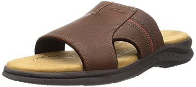 Clarks Hapsford Slide, Sandali Uomo, Pelle Marrone Tumbled, 42.5 EU