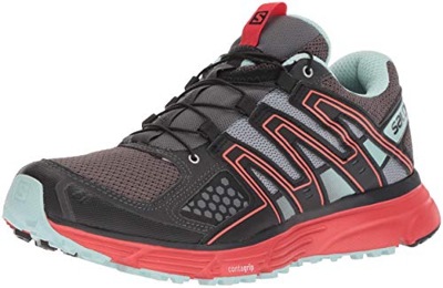 SALOMON X-Mission 3, Scarpe da Trail Running Donna, Grigio/Rosso (Magnet/Black/Poppy Red), 45 1/3 EU