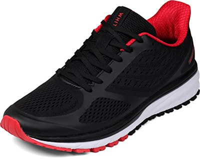 WHITIN Donna Uomo Scarpe per Correre da Sport Corsa Sneakers Sportive Basse Fitness Scarpe da Ginnastica Nero Rosso 45