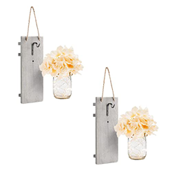 ibasenice 2Pcs Mason Jar Applique Artificiale Rustico Applique da Parete con Luci Leggiadramente per Retro Agriturismo Cortile Decorazione della Paret en oferta