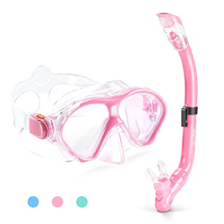 Glymnis Set Snorkeling Bambini Maschera Snorkeling per Bambini Anti-Appannamento Kit Snorkeling Panoramica a 180° con Tubo di Respirazione a Secco Com características