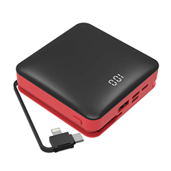 JvGoal - Mini power bank portatile 10000 mAh, con 2 uscite USB e display LCD en oferta